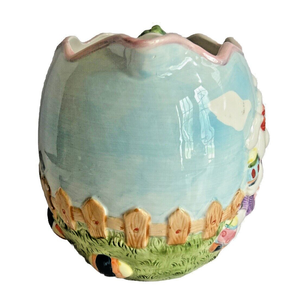 GKA Collector's Pitcher Rabbit Couple Easter Egg Hunt w Carrot Handle 6.5" - Picture 4 of 9